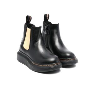 Alexander McQueen kids black & gold Chelsea boot